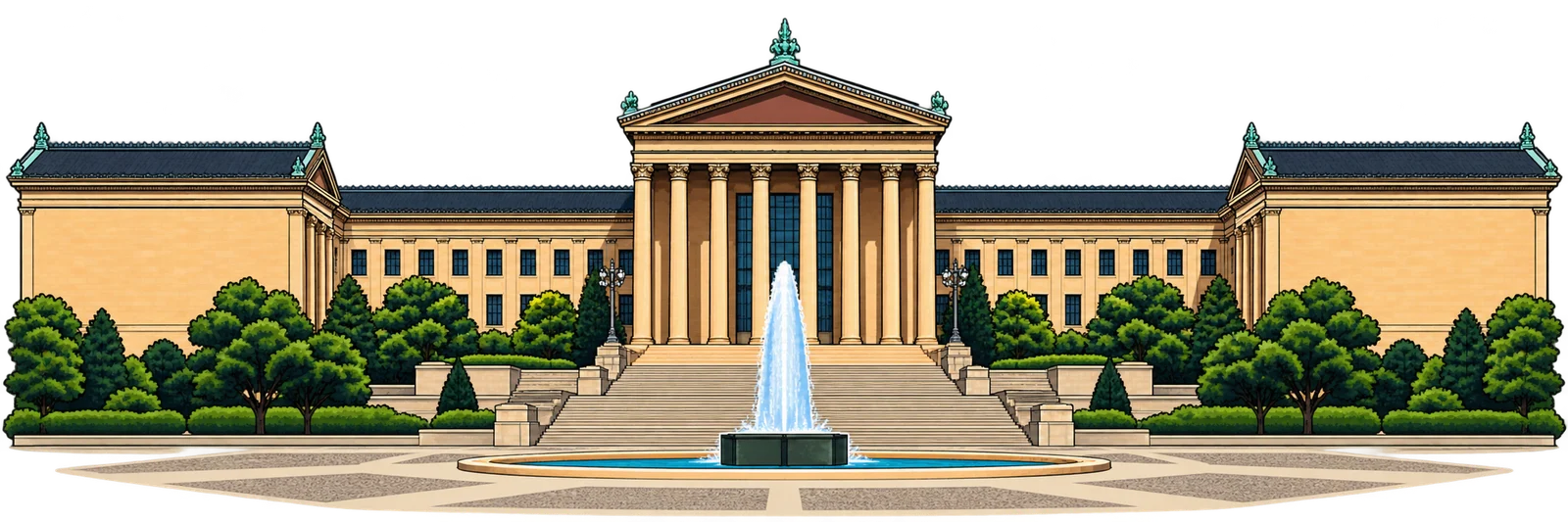 Illustration of the Philadelphia Museum of Art and its steps